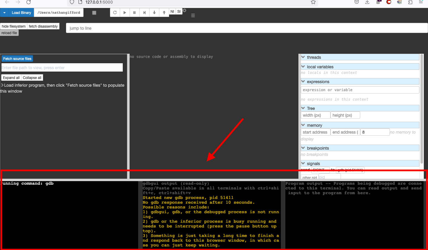 thumbnail of gdbgui with terminal